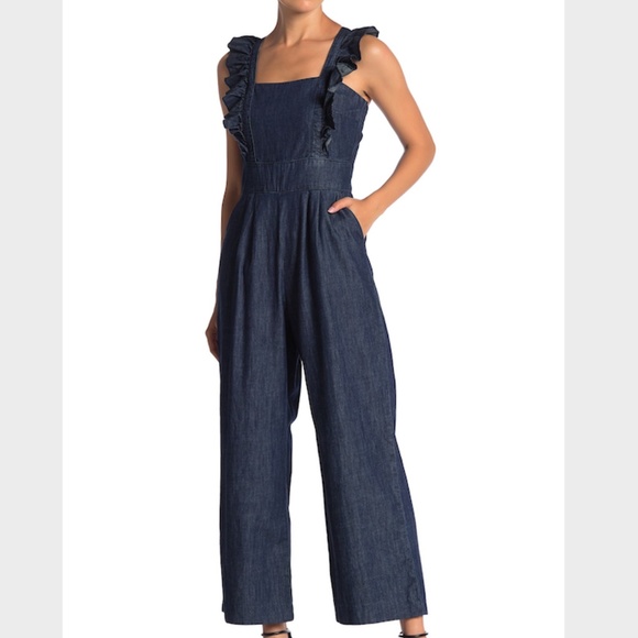 Ella Moss Pants - NWT Ella Moss Ophelia Jumpsuit Denim Ruffle Straps